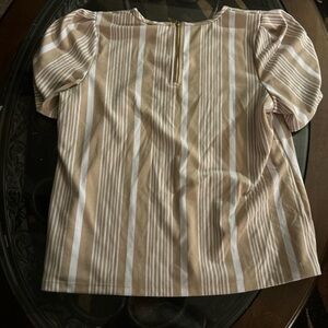 Liz Claiborne Beige and White Striped Blouse